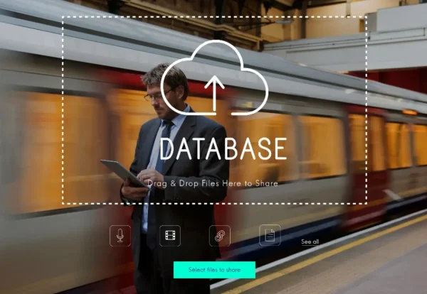 Business professional using cloud technology for secure Data Backup and Disaster Recovery Solutions Abu Dhabi, UAE, ensuring business continuity and data protection.
